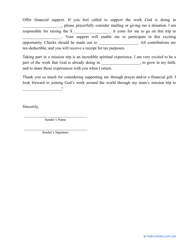 Mission Trip Fundraising Letter Template, Page 2