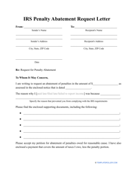 IRS Penalty Abatement Request Letter Template