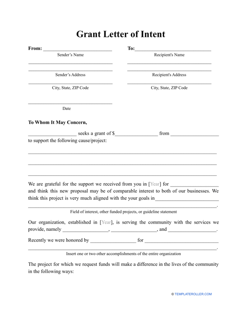 Grant Letter of Intent Template