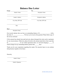 Document preview: Balance Due Letter Template