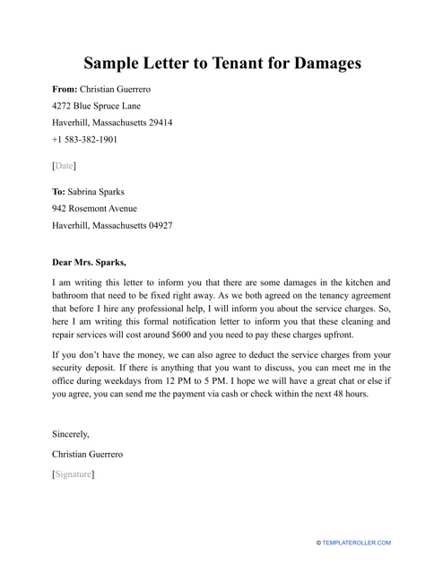 sample letter to landlord for repairs