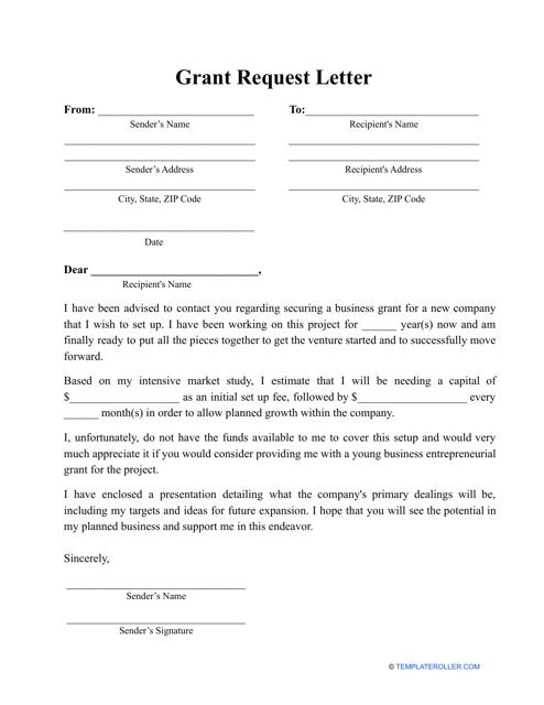 Grant Request Letter Template - Free Sample