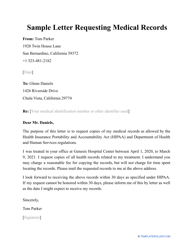Sample &quot;Letter Requesting Medical Records&quot;