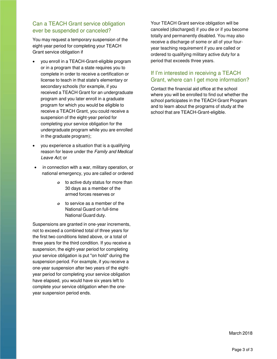 Teach Grant Program Brochure, Page 3
