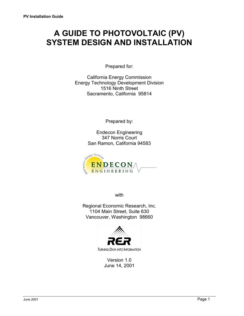 A Guide to Photovoltaic (Pv) System Design and Installation - California, Page 2