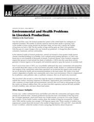 Environmental and Health Problems in Livestock Production: Pollution in the Food System