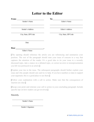 &quot;Letter to the Editor Template&quot;