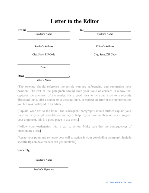 Letter to the Editor Template
