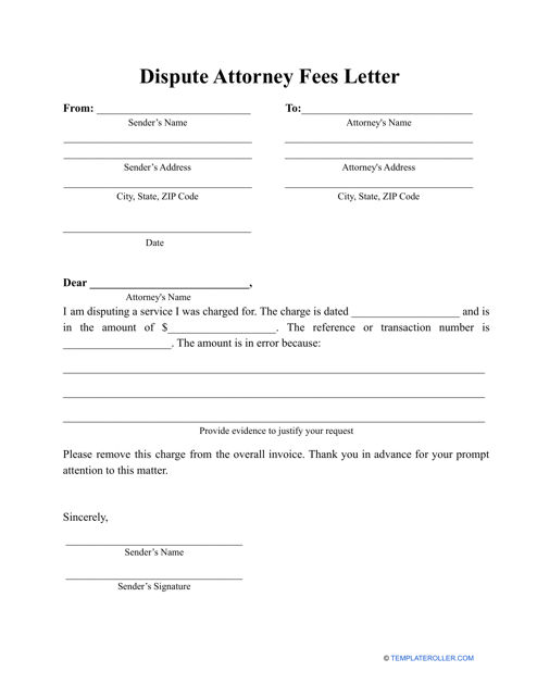 Dispute Attorney Fees Letter Template Download Pdf