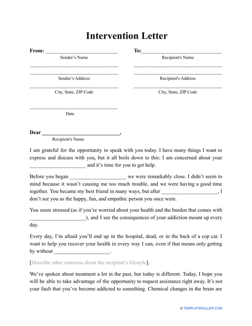 Intervention Letter Template