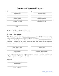 Insurance Renewal Letter Template