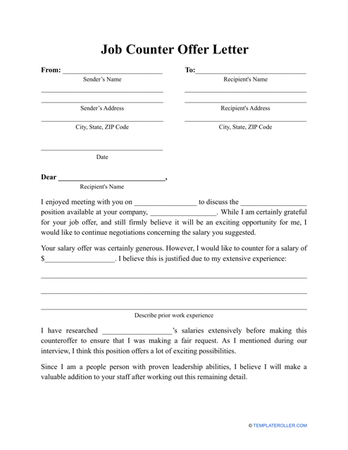 Job Counter Offer Letter Template - Accept or Negotiate Title