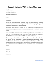 Sample &quot;Letter to Wife to Save Marriage&quot;