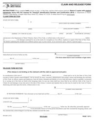 Document preview: Form MV-2001 Claim and Release Form - New York