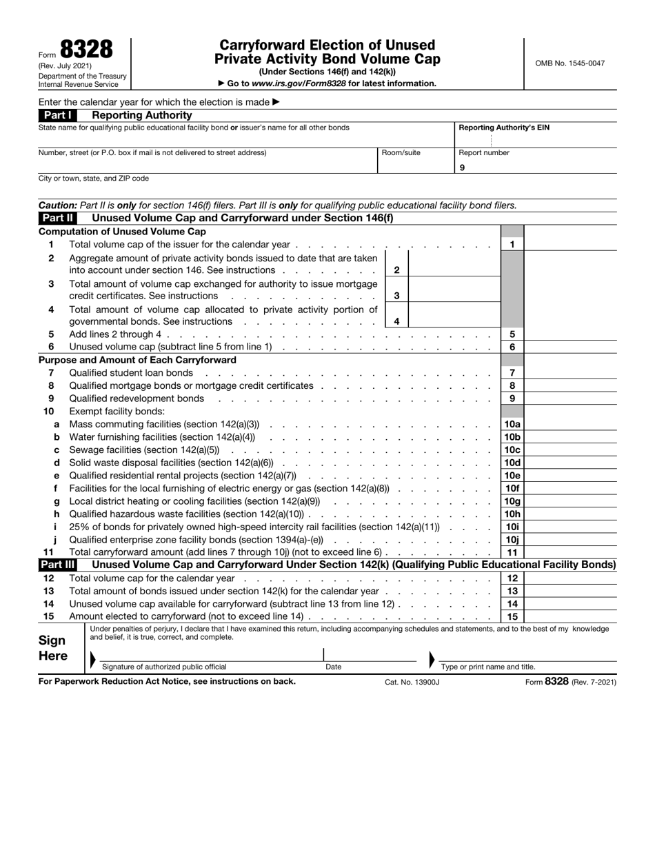 IRS Form 8328 Carryforward Election of Unused Private Activity Bond Volume Cap, Page 1
