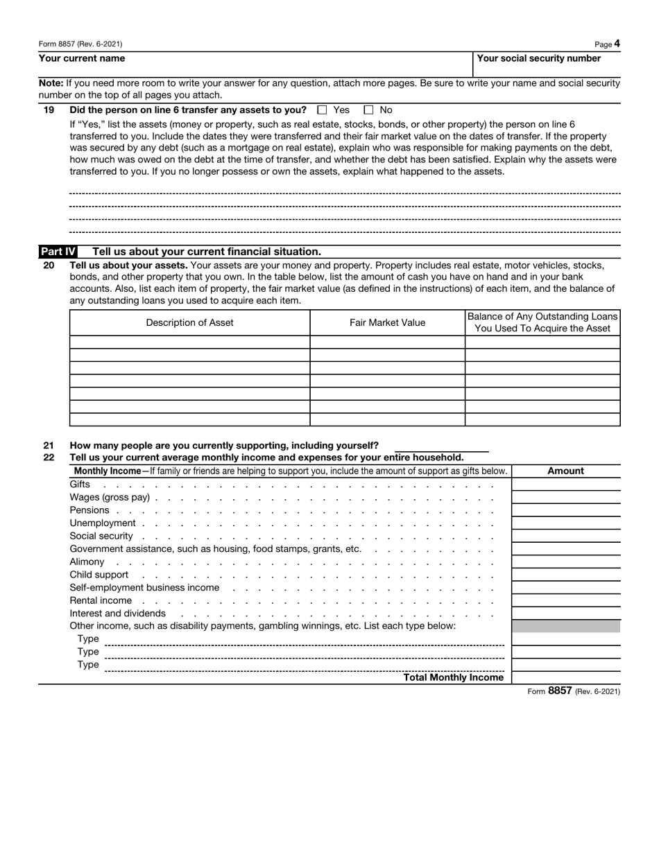 Irs Form 8857 Download Fillable Pdf Or Fill Online Request For Innocent Spouse Relief 9208