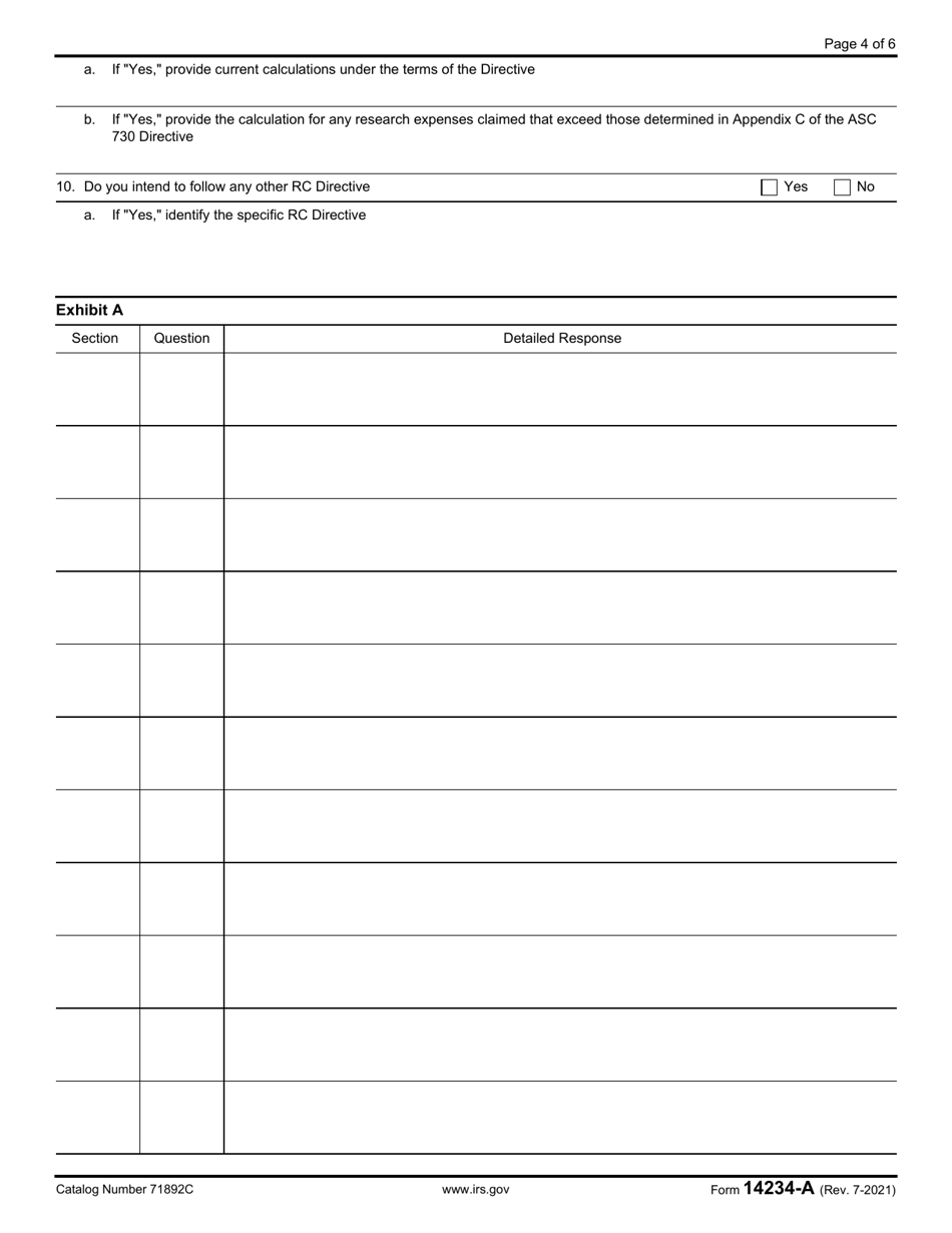 IRS Form 14234-A Compliance Assurance Process (CAP) Research Credit Questionnaire (Crcq), Page 4