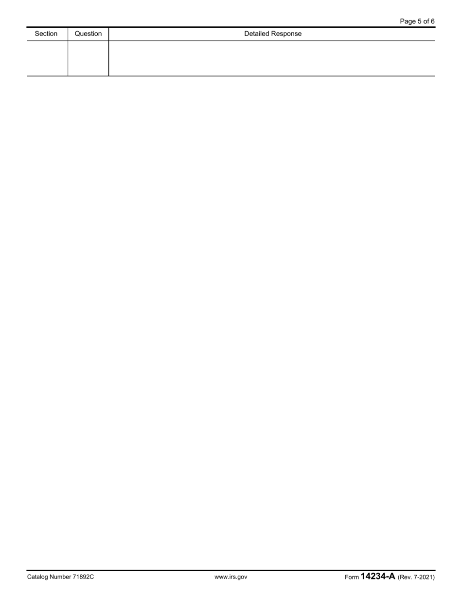 IRS Form 14234-A Compliance Assurance Process (CAP) Research Credit Questionnaire (Crcq), Page 5