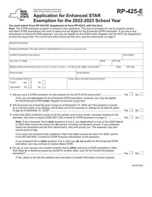 Form RP-425-E 2023 Printable Pdf