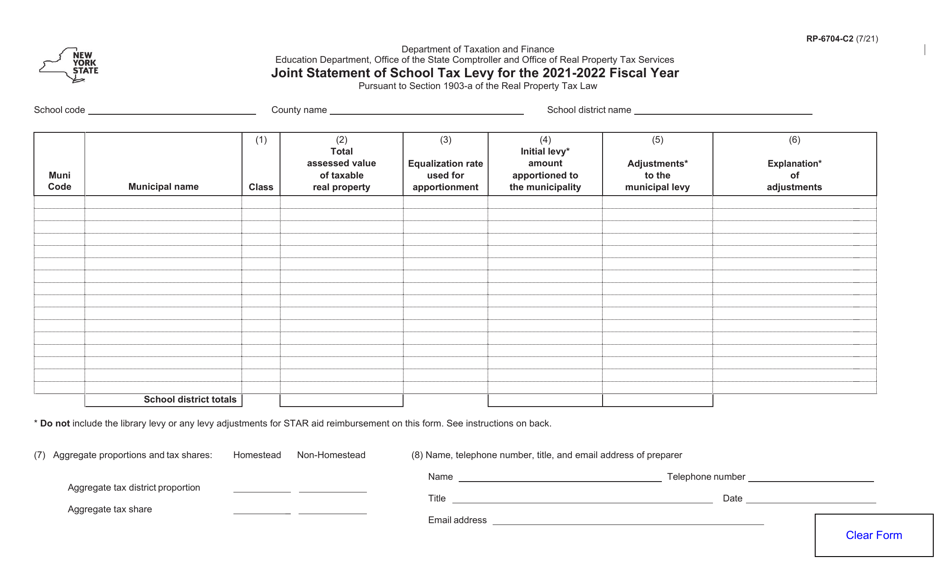 Form RP-6704-C2 - 2022 - Fill Out, Sign Online and Download Fillable ...