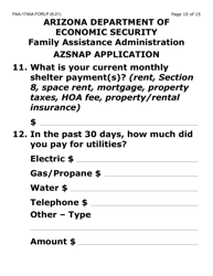 Form FAA-1740A-LP Azsnap Application (Large Print) - Arizona, Page 10