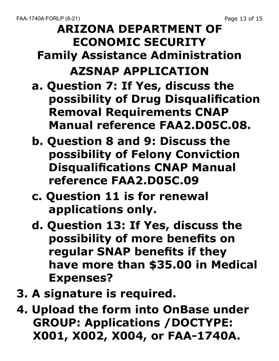 Form FAA-1740A-LP Azsnap Application (Large Print) - Arizona, Page 13