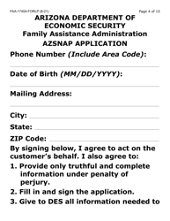 Form FAA-1740A-LP Azsnap Application (Large Print) - Arizona, Page 4