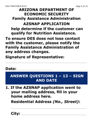 Form FAA-1740A-LP Azsnap Application (Large Print) - Arizona, Page 5