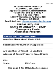 Form ASA-1011A-LP Appeal Request - Erap (Large Print) - Arizona