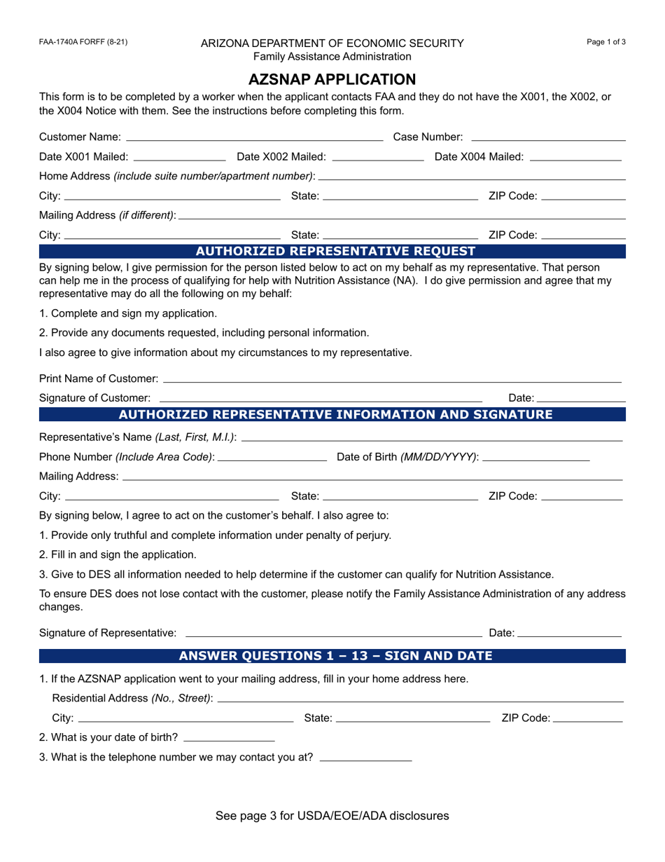 Form FAA-1740A - Fill Out, Sign Online and Download Fillable PDF ...