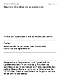 Formulario ASA-1011A-SLP Solicitud De Apelacion - Erap (Letra Grande) - Arizona (Spanish), Page 5
