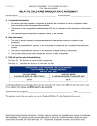 Document preview: Form CC-214-A Relative Child Care Provider Rate Agreement - Arizona