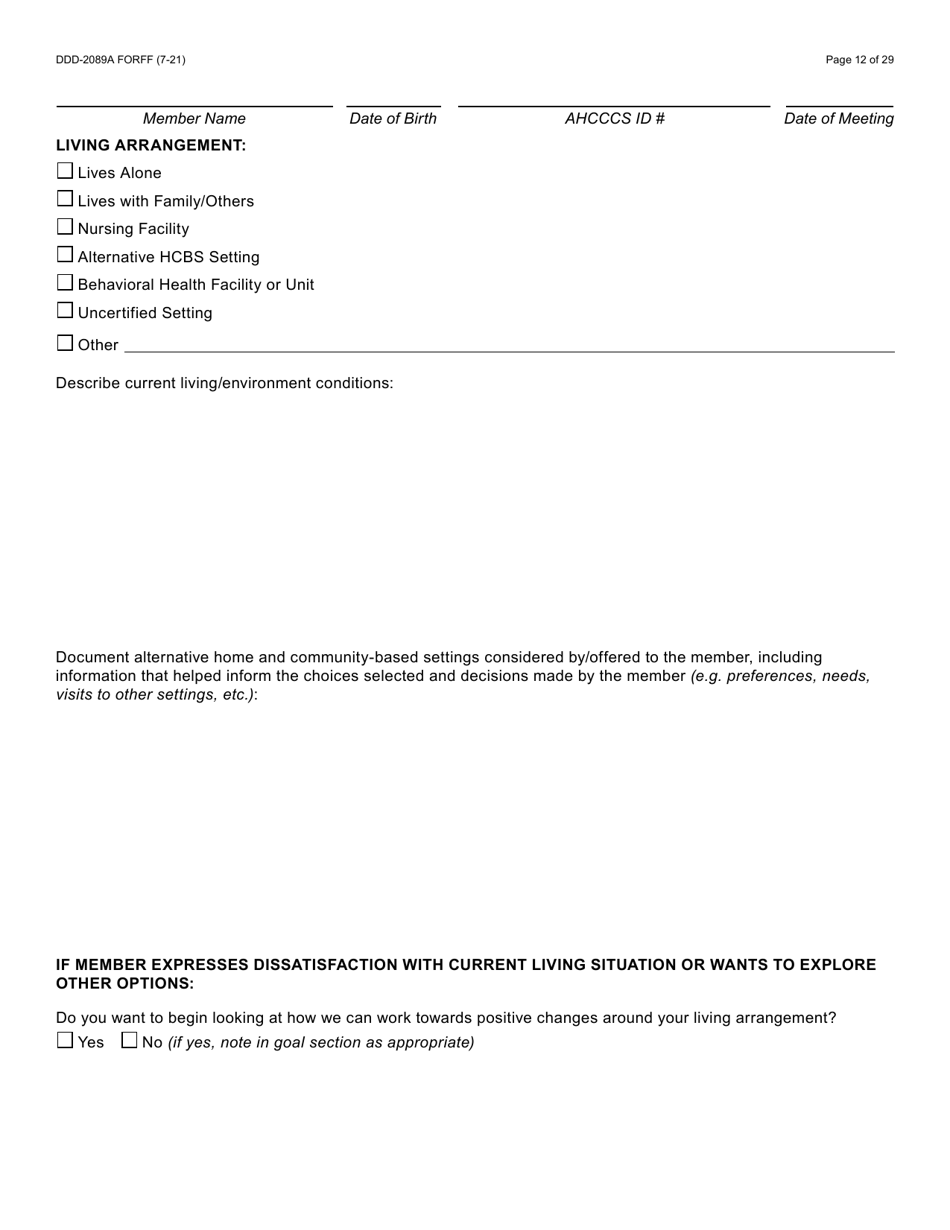 Form DDD-2089A Ddd Person Centered Service Plan - Arizona, Page 12