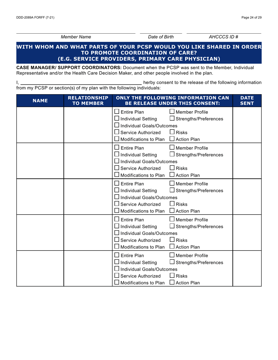 Form DDD-2089A Ddd Person Centered Service Plan - Arizona, Page 24