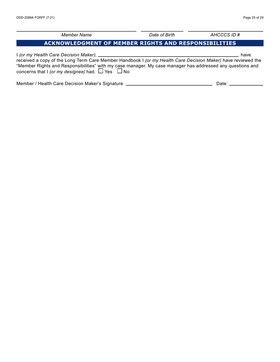 Form DDD-2089A Ddd Person Centered Service Plan - Arizona, Page 25
