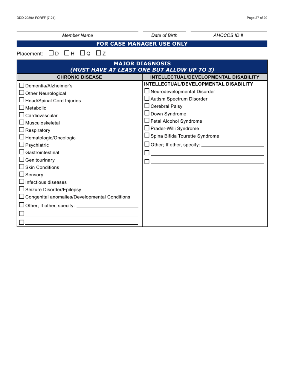 Form DDD-2089A Ddd Person Centered Service Plan - Arizona, Page 27