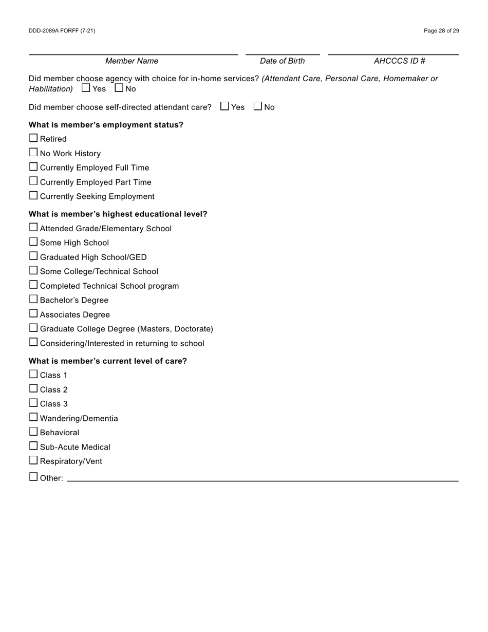 Form DDD-2089A Ddd Person Centered Service Plan - Arizona, Page 28