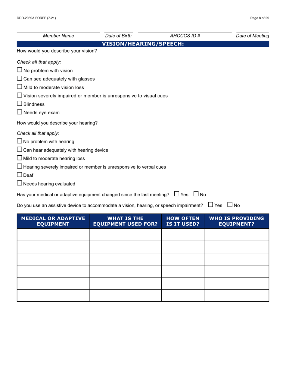 Form DDD-2089A Ddd Person Centered Service Plan - Arizona, Page 8