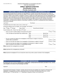 Document preview: Form CCA-1212A Direct Service Position (Certification Form) - Arizona