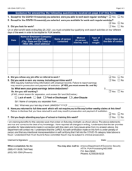 Form UIB-1254A Amended Weekly Claim for Pandemic Unemployment Assistance Benefits - Arizona, Page 2