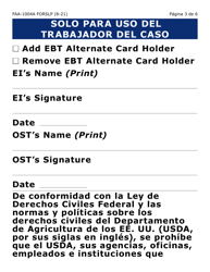 Formulario FAA-1004A-SLP Designacion De Titular Sustituto Para La Tarjeta De Ebt (Letra Grande) - Arizona (Spanish), Page 3