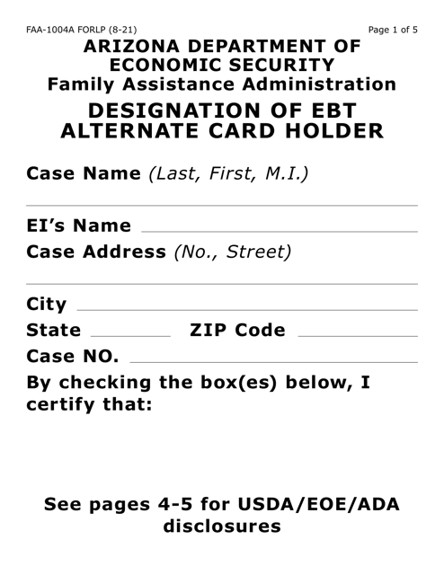 Form FAA-1004A-LP  Printable Pdf