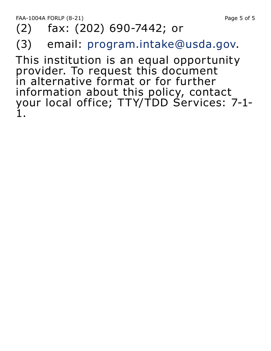 Form FAA-1004A-LP Designation of Ebt Alternate Card Holder (Large Print) - Arizona, Page 5