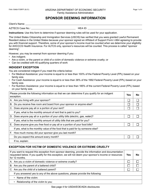 Form FAA-1546A  Printable Pdf