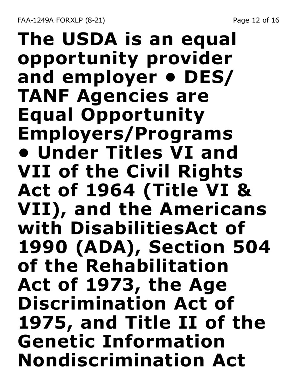 Form FAA-1249A-XLP Verification of Disability (Extra Large Print) - Arizona (English / Spanish), Page 12