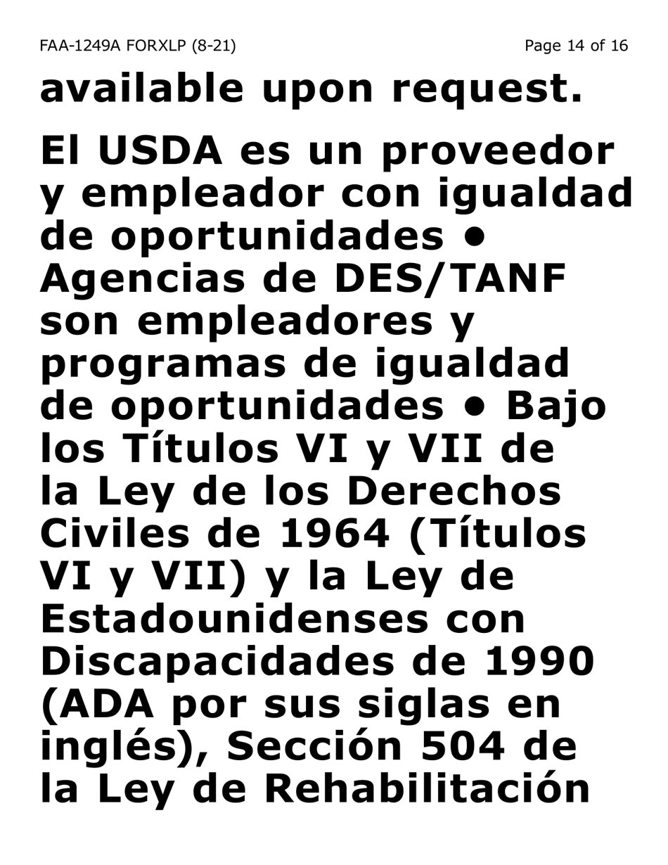 Form FAA-1249A-XLP Verification of Disability (Extra Large Print) - Arizona (English / Spanish), Page 14