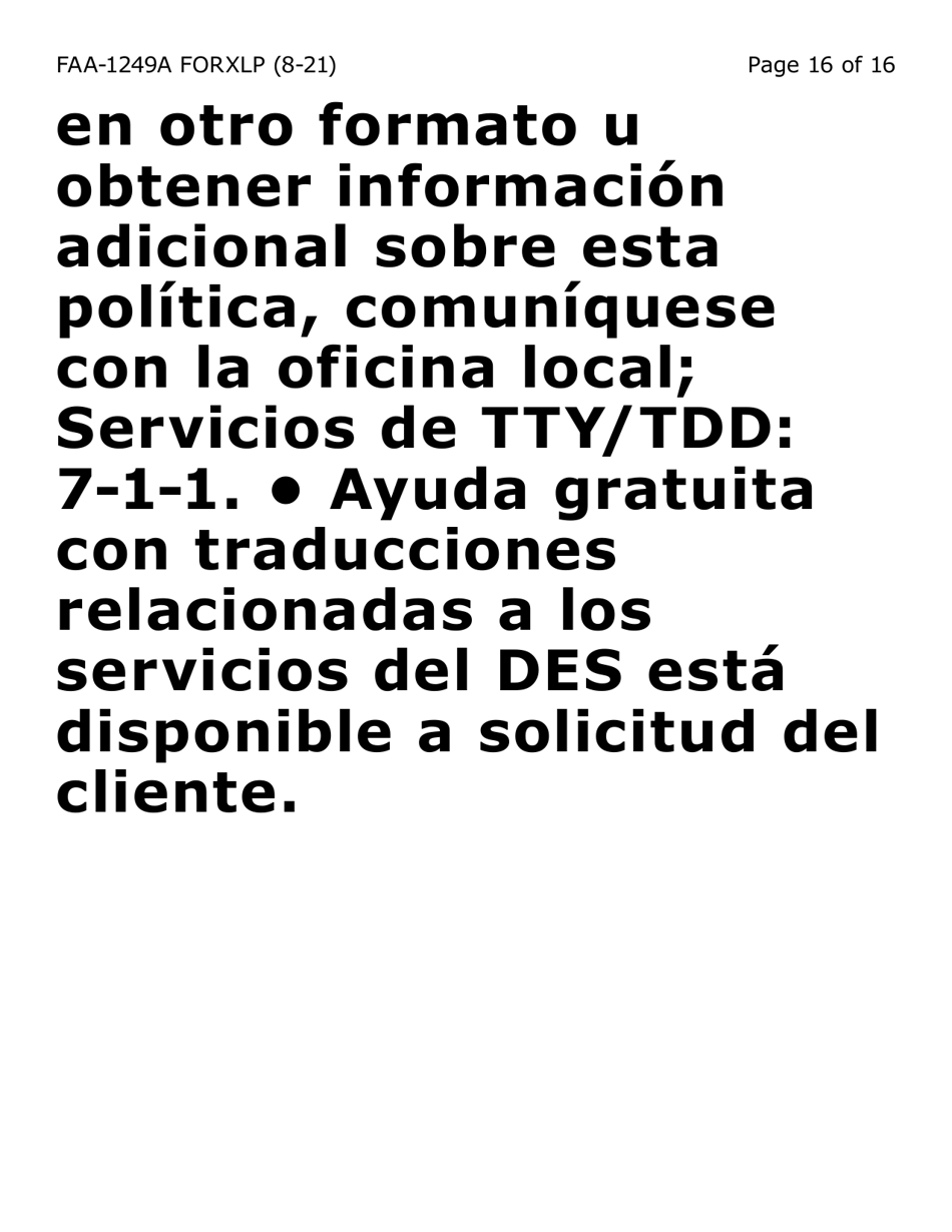 Form FAA-1249A-XLP Verification of Disability (Extra Large Print) - Arizona (English / Spanish), Page 16
