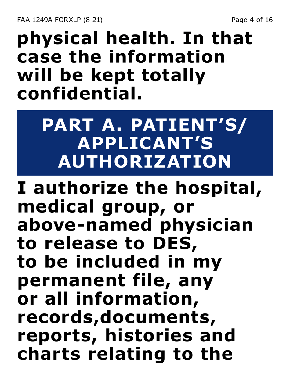 Form FAA-1249A-XLP Verification of Disability (Extra Large Print) - Arizona (English / Spanish), Page 4