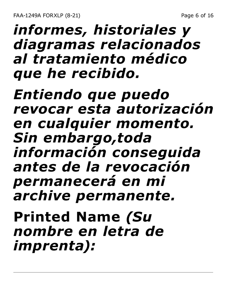 Form FAA-1249A-XLP Verification of Disability (Extra Large Print) - Arizona (English / Spanish), Page 6