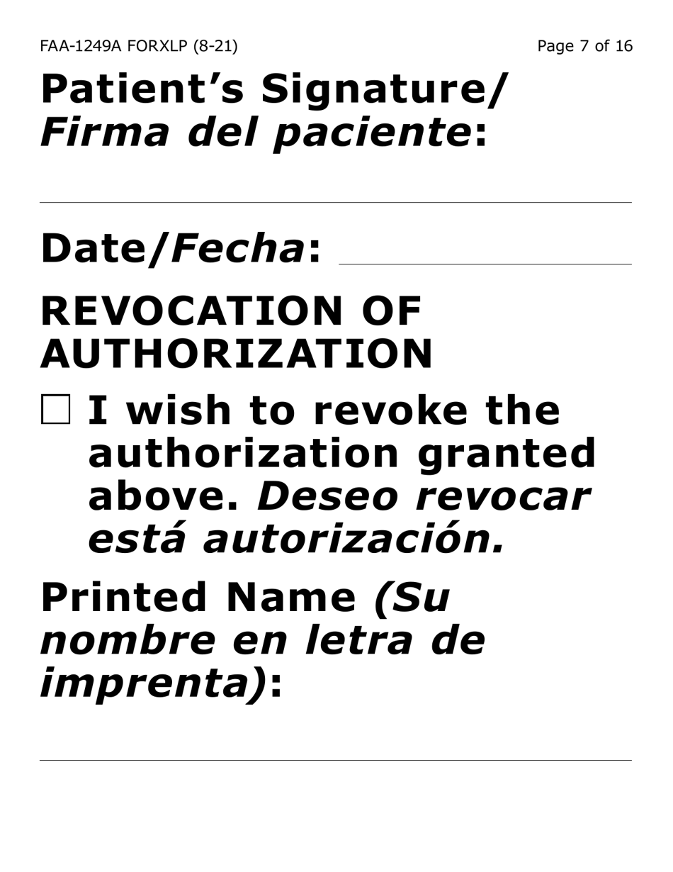 Form FAA-1249A-XLP Verification of Disability (Extra Large Print) - Arizona (English / Spanish), Page 7